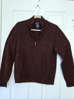 Façonnable Quarter-zip Brown 100% Merino Wool Sweater